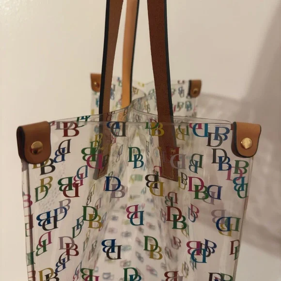 Dooney & Bourke Colorful Logo Tote with Tan Straps - Picture 7 of 10